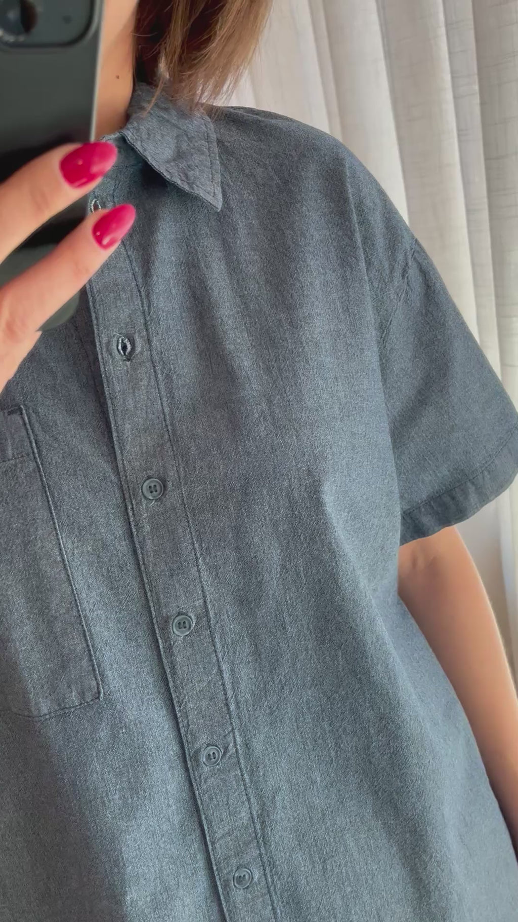 PCMIA SS DENIM SHIRT MM WVN medium blue denim pieces jeans top denim blouse jeanshemd set donkerblauw