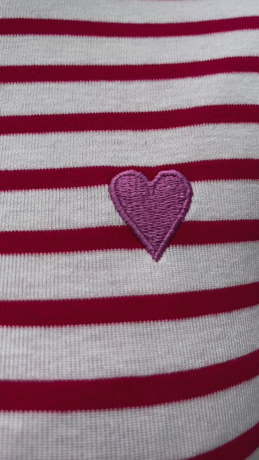 KAliddy t-shirt chalk virtual pink kaffe lange mouwen ronde hals framboos roze hart wit gestreept