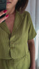 Lofty Manner blazer Camila green white korte blazer vest set groen wit gestreept