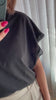 iholya ss4 black ichi top blouse t-shirt v-hals korte mouwen vleermuismouwen zwart
