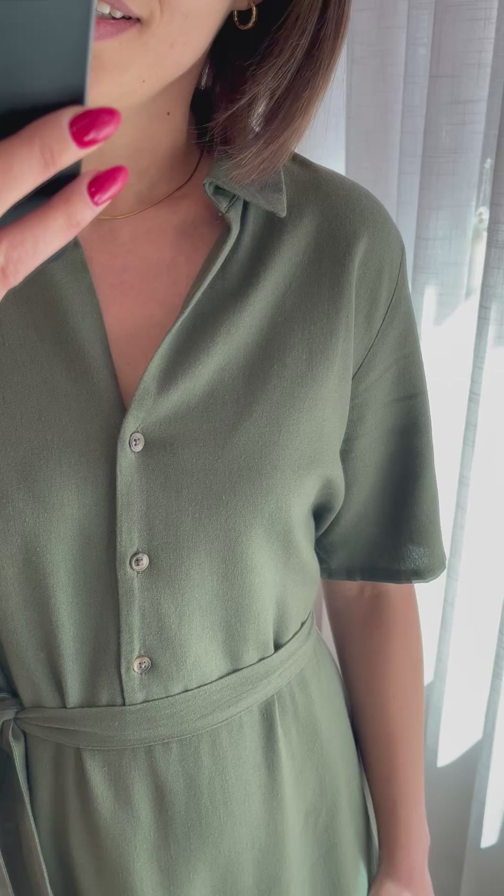 JDYSAY 2/4 MIDI SHIRT DRESS WVN NOOS kalamata halflange jurk kaki taillelint
