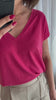 IHrebel SS12 bright rose ichi t-shirt v-hals korte mouwen felroze glitter
