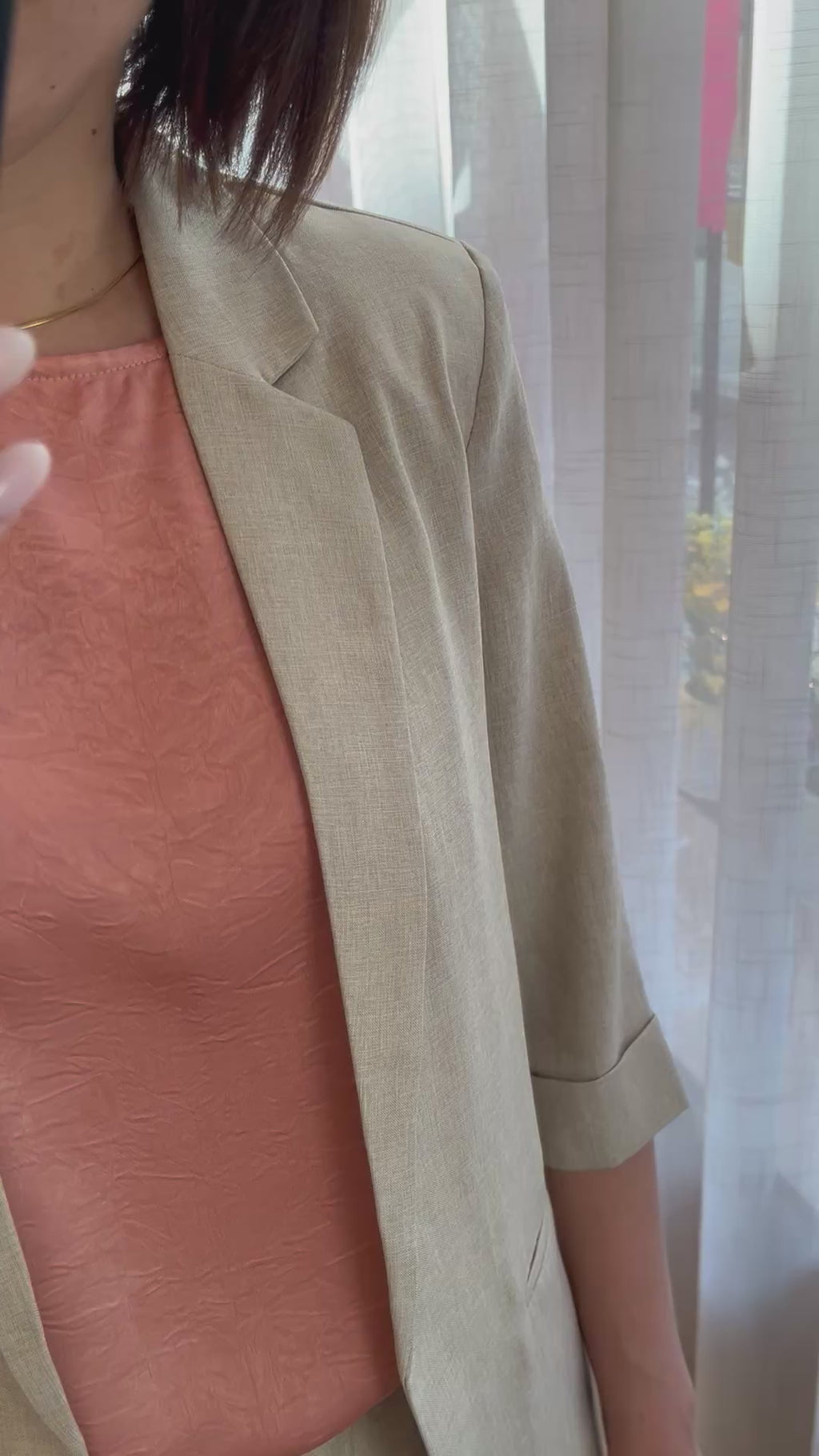 JDYaida 3/4 blazer tlr tapioca melange zomerse blazer 3/4e mouwen beige
