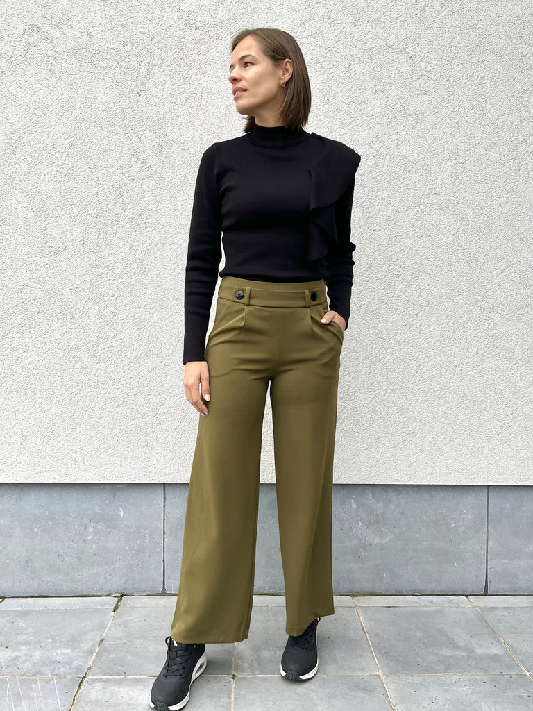 broek jdy geggo new long pant dark olive kaki