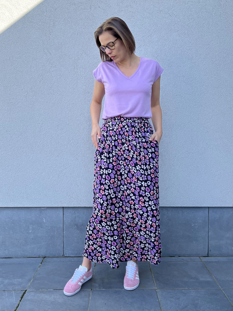 Kaffe tara amber skirt orange lupine flower lange rok bloemenprint