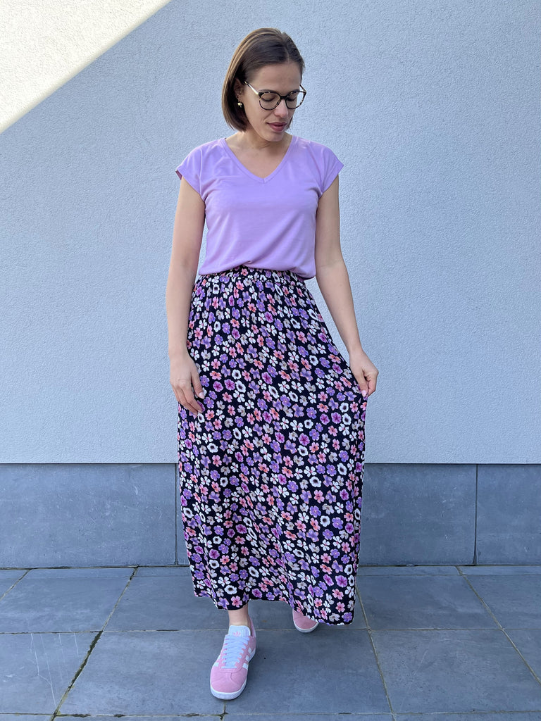 Kaffe tara amber skirt orange lupine flower lange rok bloemenprint